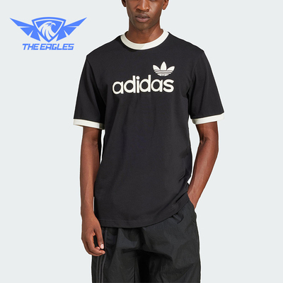 Adidas/阿迪达斯正品三叶草男士经典印花透气圆领短袖T恤JC8372