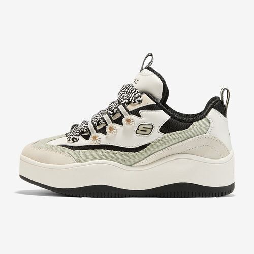 Skechers斯凯奇正品D'LITES XL女款潮流绑带中帮板鞋177841-WBK