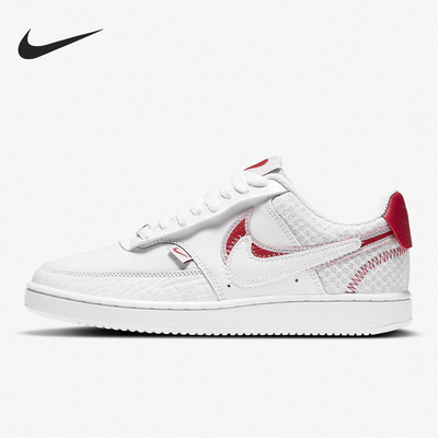 Nike/耐克正品CourtVision1双钩新款女经典白红色板鞋CI7827-100