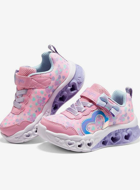 Skechers/斯凯奇正品新款闪灯时尚魔术贴女小童运动休闲鞋