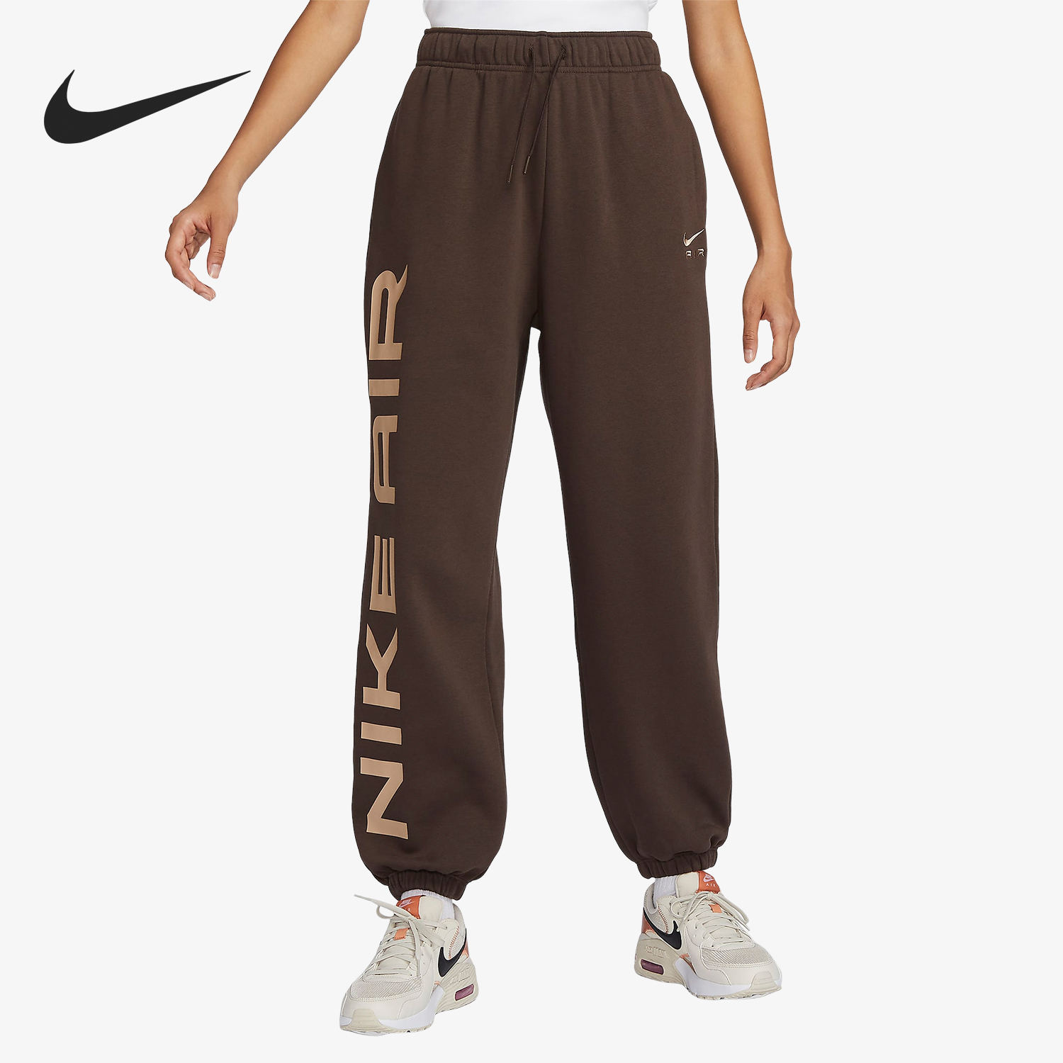 Nike/耐克官方正品OVERSIZE女士高腰针织薄绒束脚长裤FB8052-237