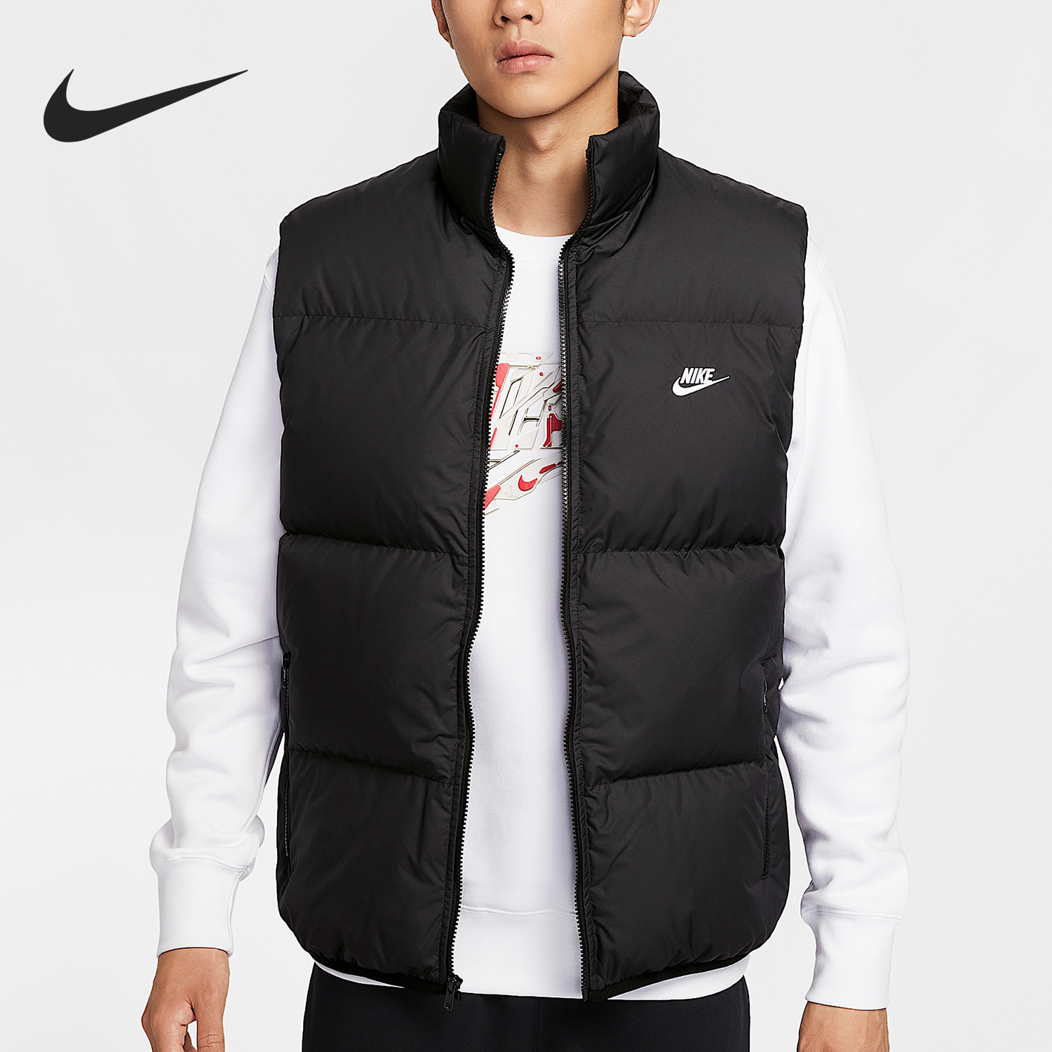 Nike/耐克官方正品2025秋冬男士保暖立领日常羽绒马甲IB2978-010