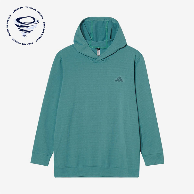 Adidas/阿迪达斯正品新款男绿色高尔夫经典简约连帽卫衣JX4192