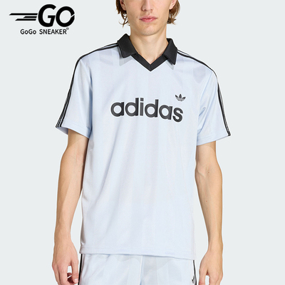 Adidas/阿迪达斯正品三叶草男士运动球衣风休闲V领短袖T恤KE2453