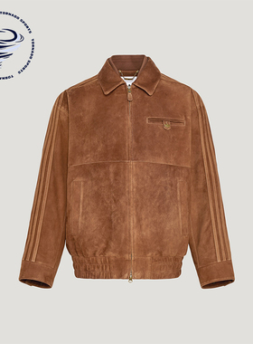 Adidas/阿迪达斯正品三叶草男士翻领复古宽松休闲皮革夹克KV5939