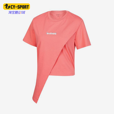 Skechers/斯凯奇正品夏季女子新款不规则T恤运动休闲短袖P222W054