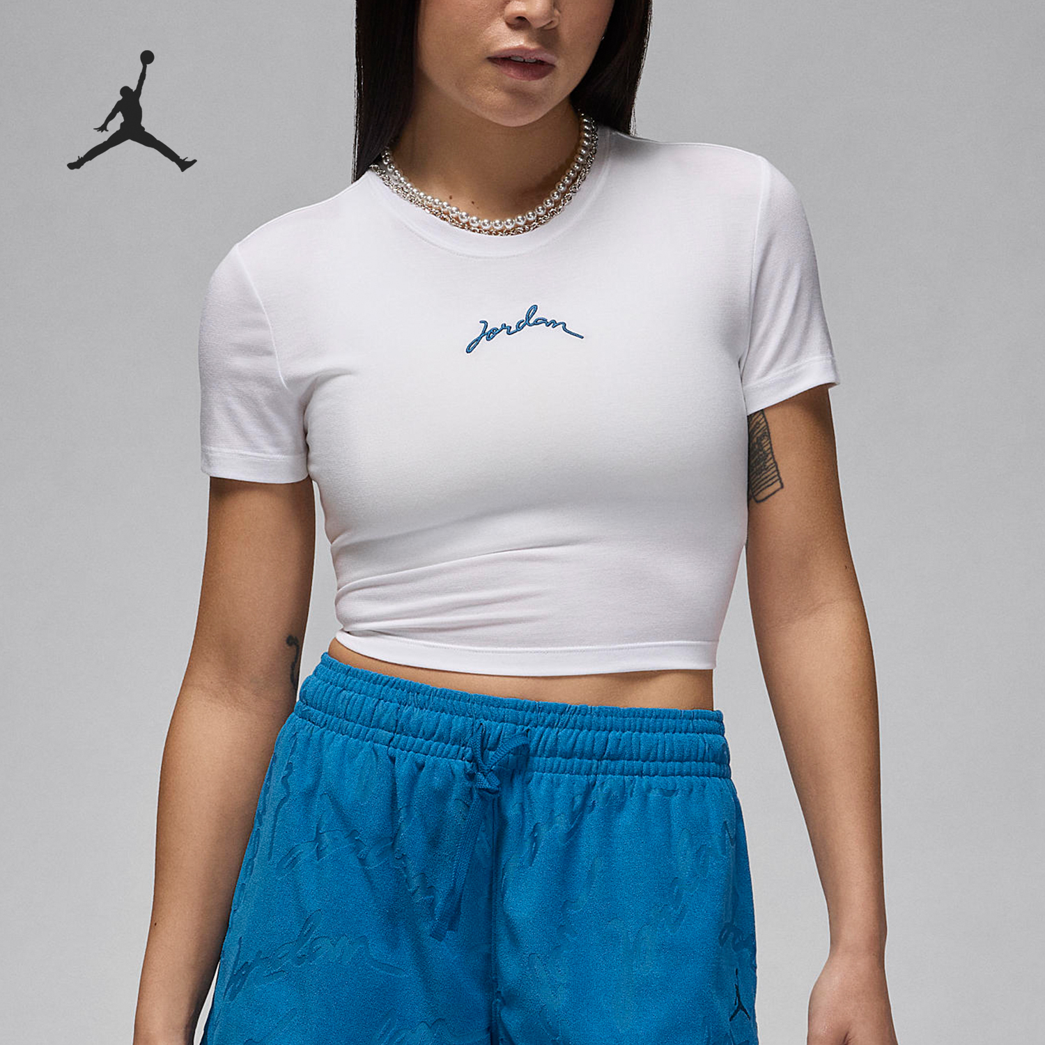 Nike/耐克官方正品JORDAN女士新款时尚夏季短款短袖FN5721-100