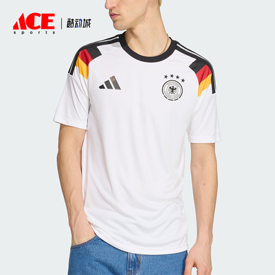 Adidas/阿迪达斯正品德国队新款男白黑色足球短袖球衣JZ4556