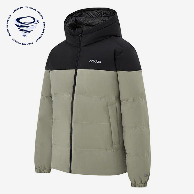 Adidas/阿迪达斯正品2025冬季款男士休闲连帽拼接羽绒服KC2155