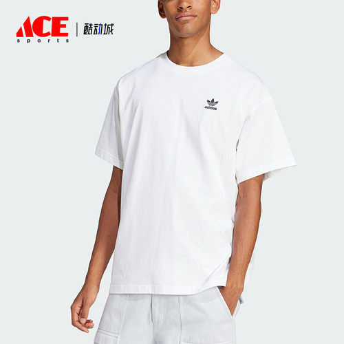 Adidas/阿迪达斯正品三叶草男士简约针织经典宽松休闲短袖JD0373