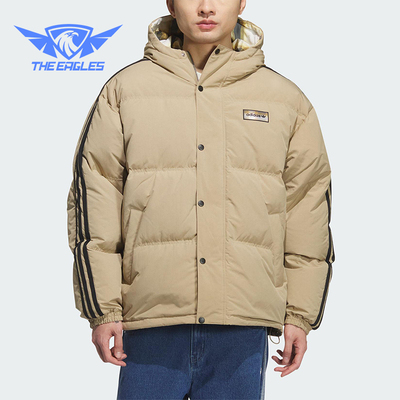 Adidas/阿迪达斯正品三叶草男士运动双面穿连帽保暖羽绒服KF9278