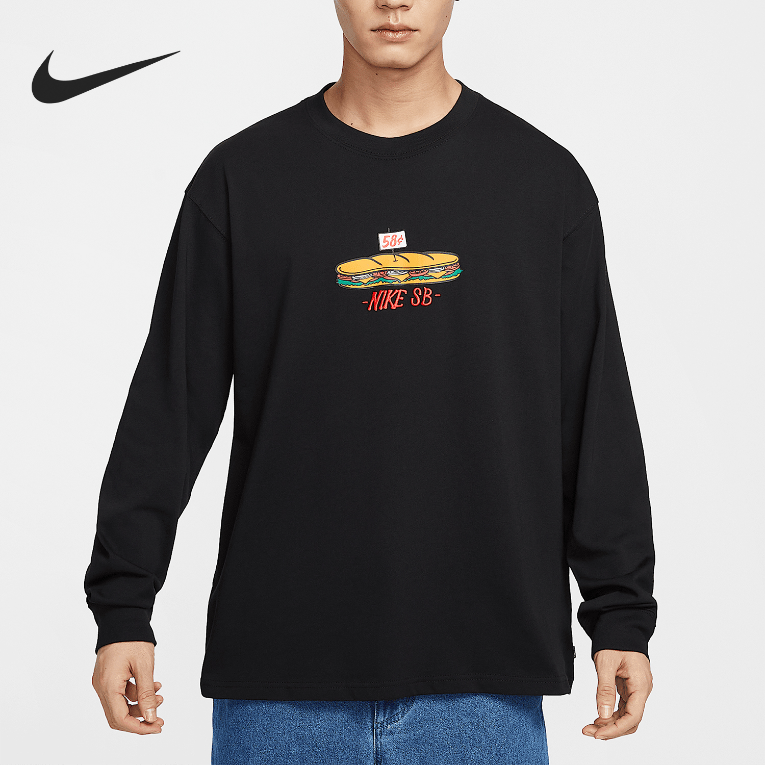 Nike/耐克官方正品25年春季男士圆领宽松休闲印花长袖HJ0807-010