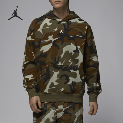 耐克男士宽松加绒迷彩连帽卫衣