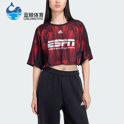 Adidas/阿迪达斯正品2026年女士时尚休闲经典短款短袖T恤KD0502