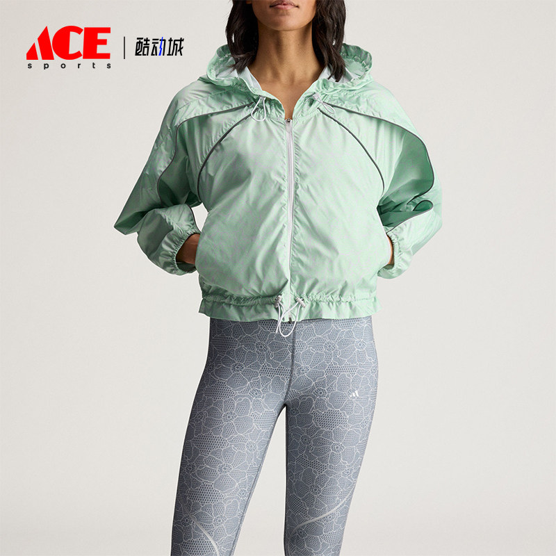 Adidas/阿迪达斯正品2026女士休闲印花收腰经典连帽外套JY8195