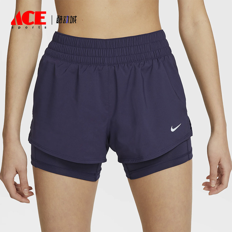 Nike/耐克正品2025女士梭织松紧腰透气二合一运动短裤DX6013-555