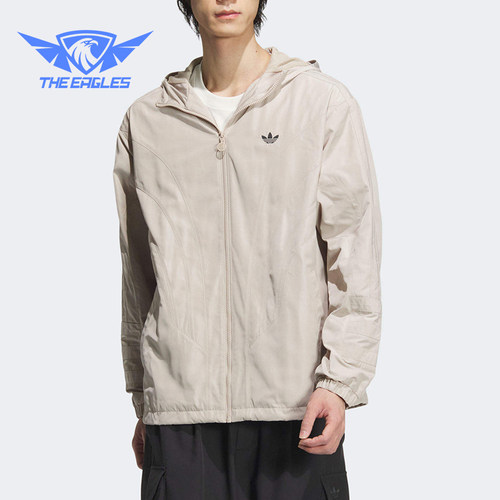 Adidas/阿迪达斯正品三叶草男士防风连帽拉链夹克外套JD6393