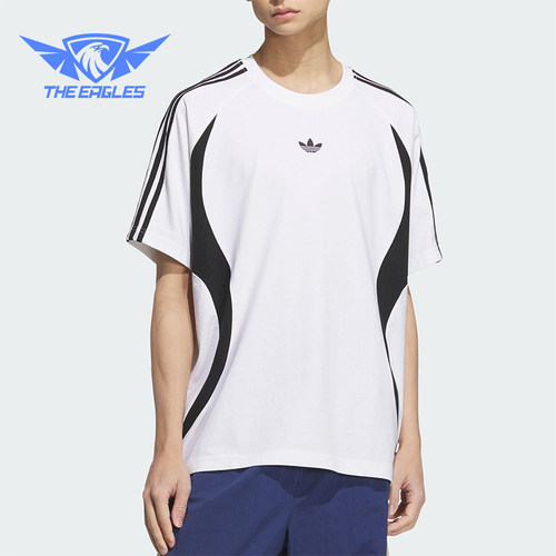 Adidas/阿迪达斯正品三叶草男士经典透气拼接运动宽松短袖KB8966
