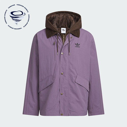 Adidas/阿迪达斯正品三叶草男士休闲连帽二合一复古棉服KW1240