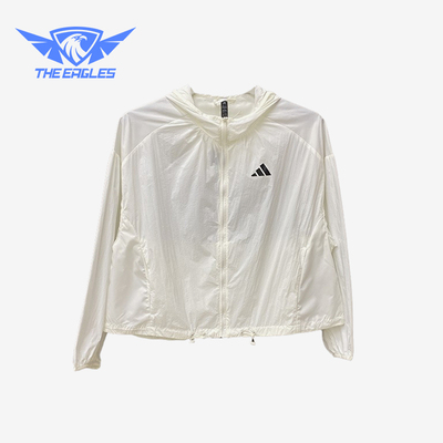 Adidas/阿迪达斯正品夏季女士拉链梭织连帽运动防晒外套KC6012