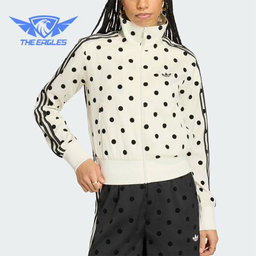Adidas/阿迪达斯正品三叶草新款女米白黑色经典运动外套KV1165