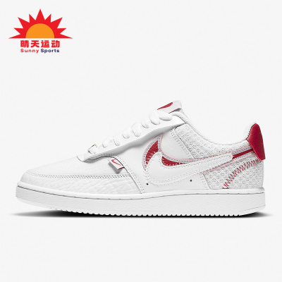 Nike/耐克正品CourtVision1双钩新款女经典白红色板鞋CI7827-100