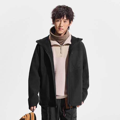 李宁正品户外CF溯男子宽松透气运动加绒保暖连帽夹克外套AFDVB37