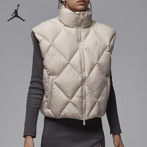 Nike/耐克正品JORDAN女士日常立领保暖耐穿休闲棉马甲HV0414-104