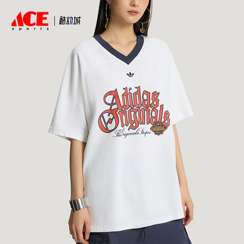 Adidas/阿迪达斯正品三叶草女士休闲宽松日常字母印花T恤KT3062