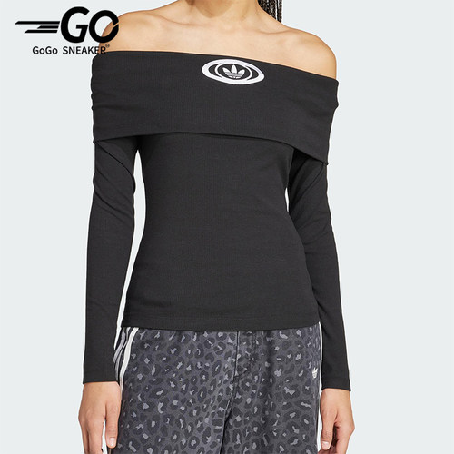 Adidas/阿迪达斯正品三叶草新款女士透气修身一字露肩长袖KA2690