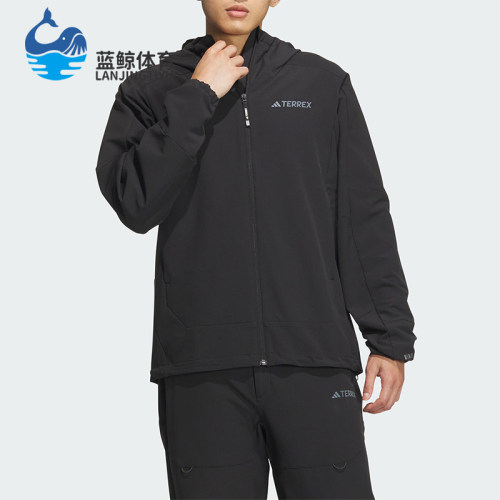 Adidas/阿迪达斯正品新款男士户外透湿疏水运动软壳衣JE8282
