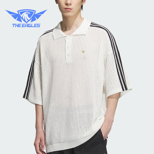 Adidas/阿迪达斯正品三叶草男士运动宽松休闲透气翻领短袖KF0403