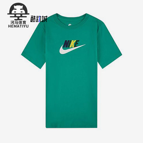 Nike/耐克正品夏季大童圆领运动休闲透气LOGO印花短袖FN3713-324