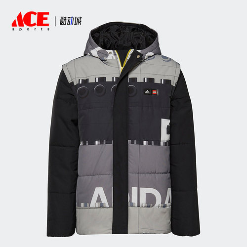阿迪达斯正品大童连帽棉服