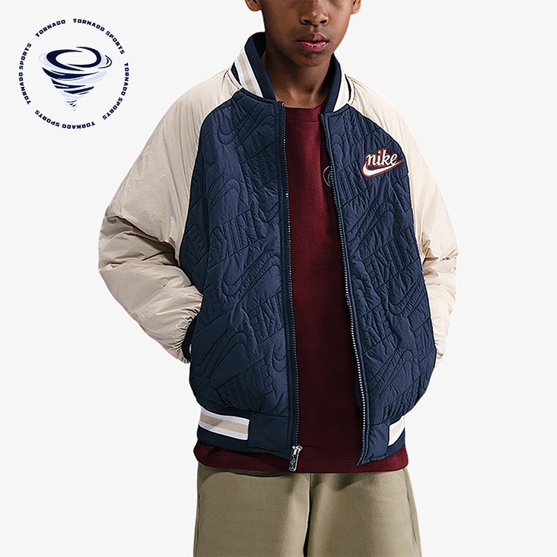 Nike/耐克正品大童时尚经典字母拉链校园绗缝夹克外套IR0013-410