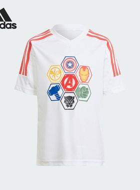 Adidas/阿迪达斯正品漫威联名款小童印花休闲短袖T恤IN7277