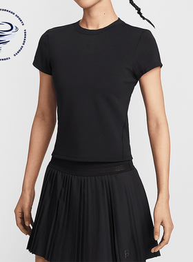 Nike/耐克正品Dri-FIT女士透气针织经典休闲修身短袖HQ2995-010