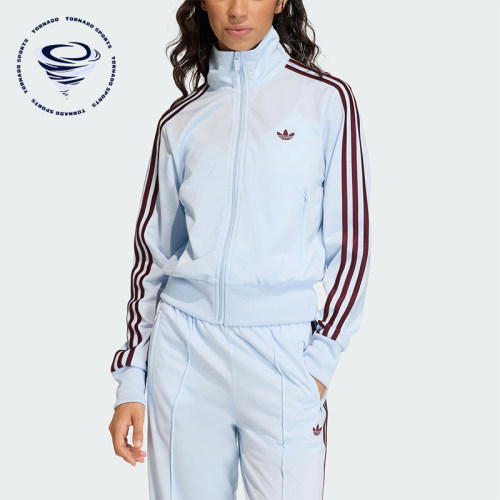 Adidas/阿迪达斯正品三叶草新款女浅蓝酒红色经典夹克外套KC6574