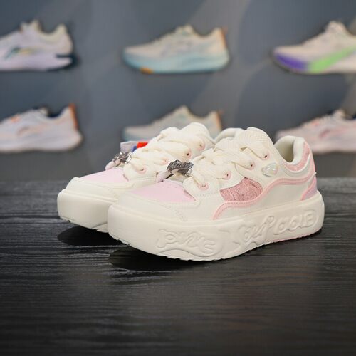 李宁正品PINK BUBBLE V2女大童户外运动透气低帮休闲鞋YKCV120-6