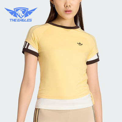Adidas/阿迪达斯正品三叶草女士圆领双层运动修身短袖T恤KW4526