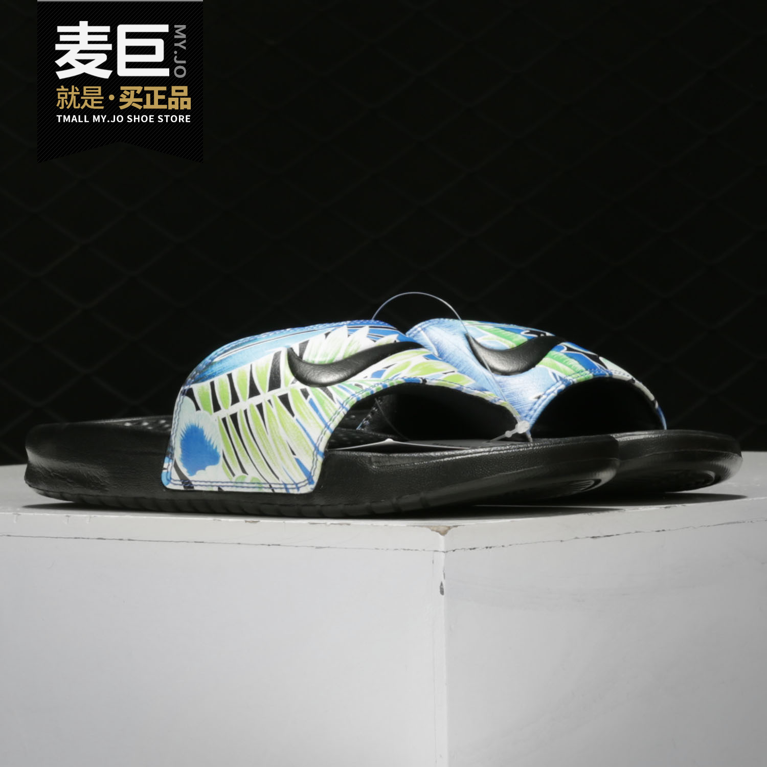 Nike/耐克正品 WMNS BENASSI JDI 女子黑白花卉沙滩凉拖鞋 618919