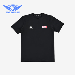 舒适跑步短袖 Adidas 大童圆领针织经典 夏季 T恤JF3638 阿迪达斯正品