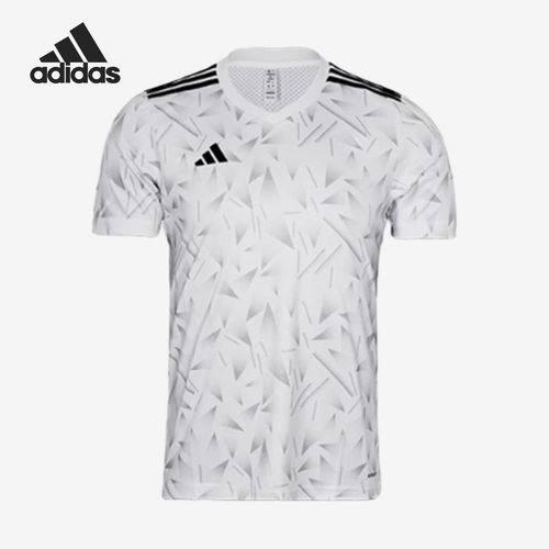 Adidas/阿迪达斯正品基础系列新款男白黑色足球短袖JZ0602