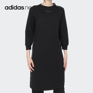 Adidas/阿迪达斯 NEO 女子圆领七分袖运动连衣裙DU2376
