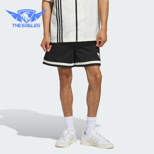 Adidas/阿迪达斯正品三叶草男女网眼透气休闲运动梭织短裤JD5198