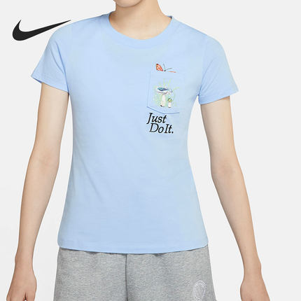 Nike/耐克正品蝴蝶蘑菇印花夏季短款休闲女子短袖T恤 DD1463-436