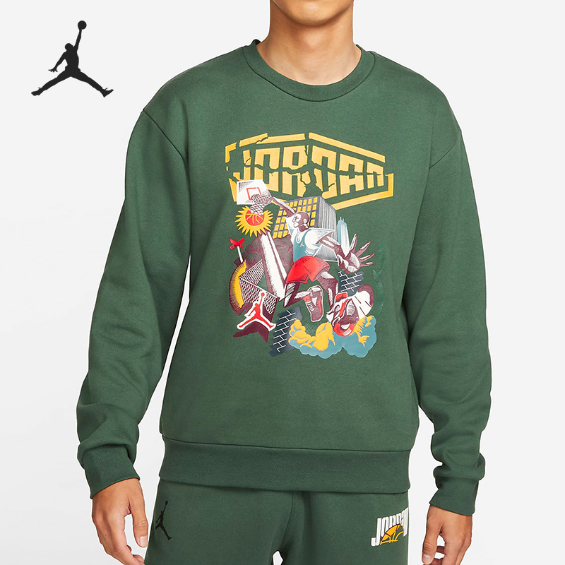 Nike/耐克官方正品 JORDAN 男子加绒街头篮球印花卫衣 DC9616-333