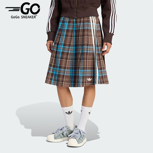 Adidas/阿迪达斯正品三叶草女士休闲格纹日常透气半身裙KW4529