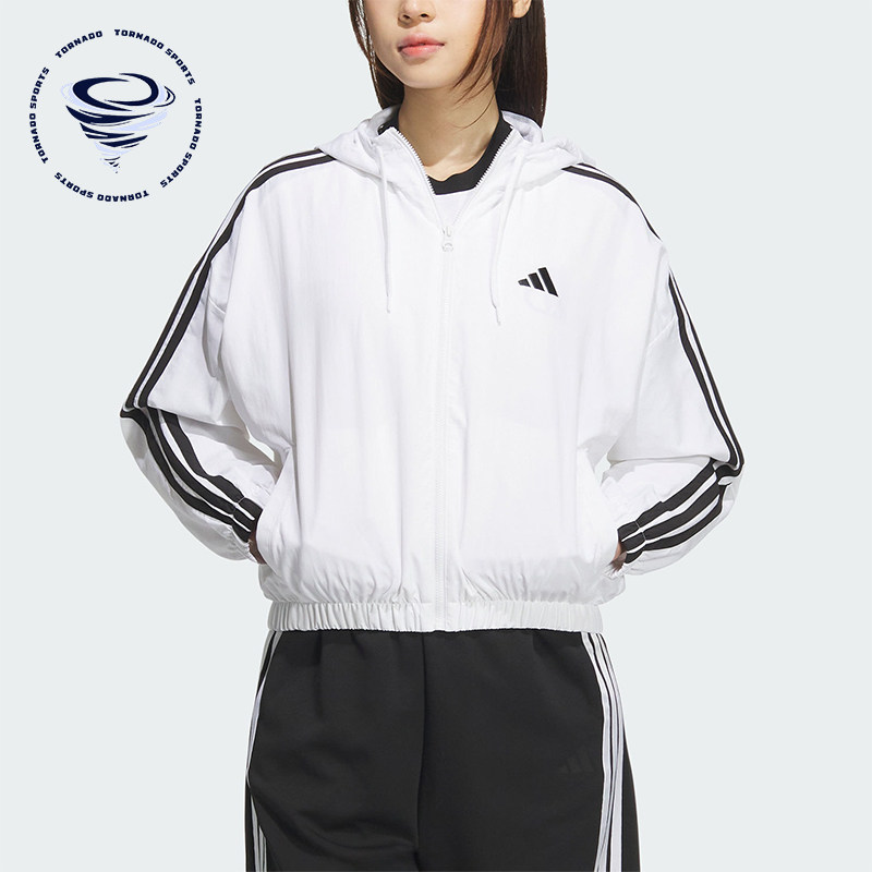 Adidas/阿迪达斯正品W 3S WV WB女士运动短款条纹外套JZ2161图片