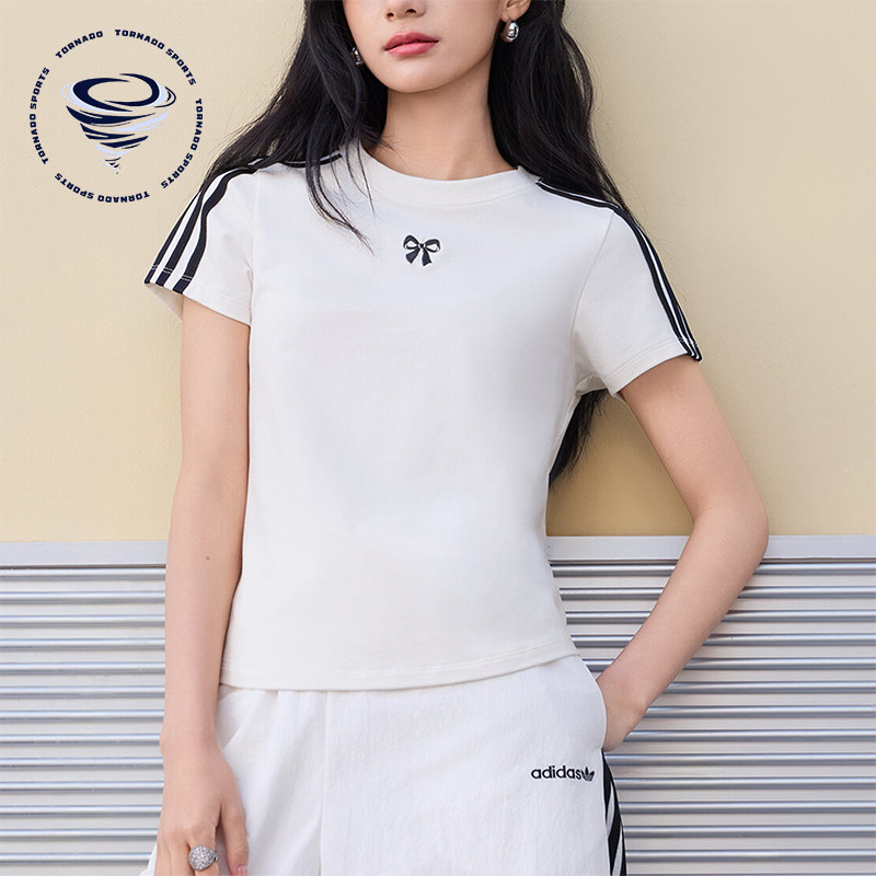 Adidas/阿迪达斯正品三叶草女士印花经典休闲透气短袖T恤LF1206
